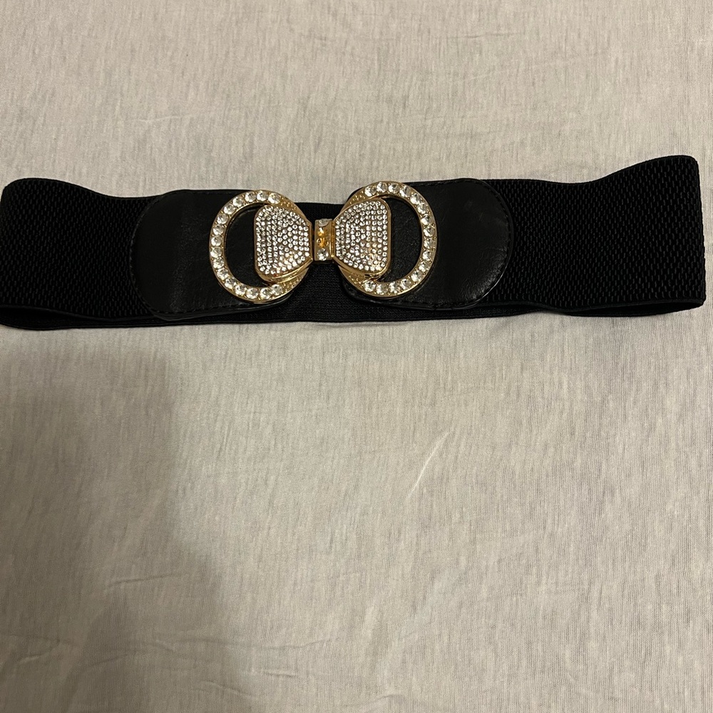 Chic Black Belt with Gold and Silver Accents